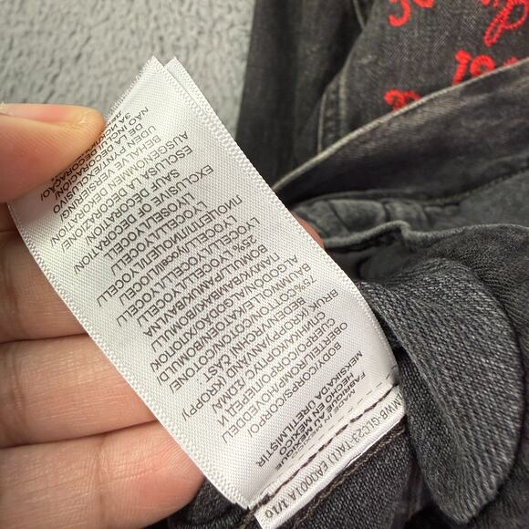 Polo Ralph Lauren RL Varsity Football Bulldog Denim Jean Jacket Mens M Black - Picture 6 of 10